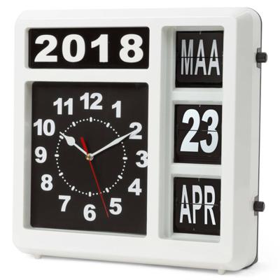 Wandklok met flipover kalender 31 x 31 cm nederlands Velleman - Velleman