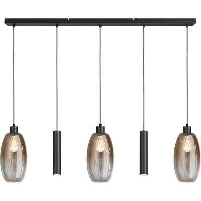 Masterlight Glazen hanglampOlive 3x Ø 18,5cm - 2x Run pendel - zwart - 2431-05-130-5RB20218