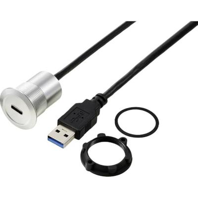 TRU COMPONENTS TC-13376308 USB-C (3.1) bus/USB-A (3.0) stekker 1 m kabel zilver 1 stuk(s) TRU COMPONENTS TC-13376308 USB-C (3.1) bus/USB-A (3.0) stekker 1 m kabel zilver 1 stuk(s)