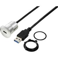 TRU COMPONENTS TC-13376308 USB-C (3.1) bus/USB-A (3.0) stekker 1 m kabel zilver 1 stuk(s) - thumbnail