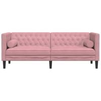 Driezitsbank Chesterfield-stijl met bolsters fluweel roze - thumbnail