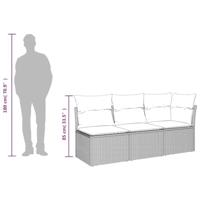 Tuinbank 3-zits met kussens poly rattan bruin - thumbnail