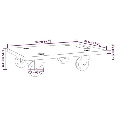VidaXL Meubelhondjes 2 st rechthoekig 250 kg 50x35x11,5 cm