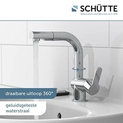 Wastafelkraan Schutte London Mengkraan Uittrekbare Uitloop Eéngreeps Met Click Waste Chroom