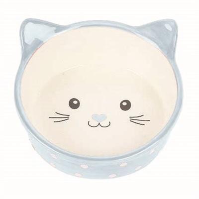 Happy Pet voerbak kat polka blauw / creme