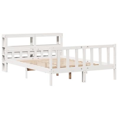 Bedframe zonder matras massief grenenhout wit 150x200 cm - thumbnail