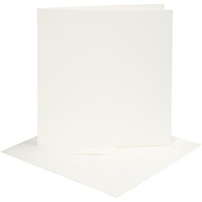 Creativ Company Kaarten en enveloppen, afmeting kaart 15,2x15,2 cm, afmeting envelop 16x16 cm, 220 gr, off-white, 4 set/ 1 doos