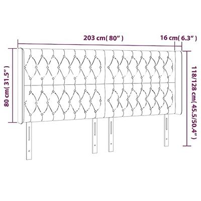 Hoofdbord met randen 203x16x118/128 cm stof crèmekleurig