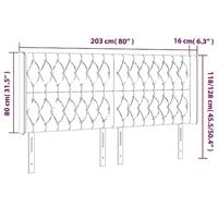 Hoofdbord met randen 203x16x118/128 cm stof lichtgrijs - thumbnail