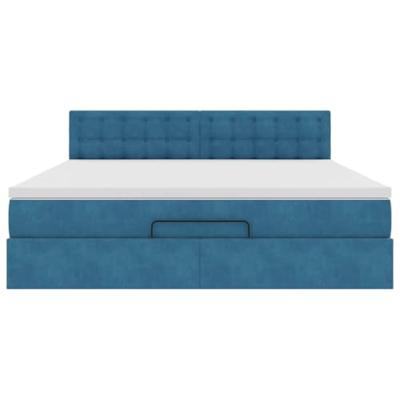Ottoman bed met matras en LED's 180x200 cm fluweel donkerblauw