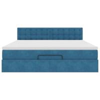 Ottoman bed met matras en LED's 180x200 cm fluweel donkerblauw - thumbnail