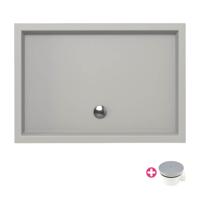 Douchebak Xenz Mariana | 100x75x4 cm | Incl.Afvoersifon-Chroom | Acryl | Rechthoekig | Cement mat - thumbnail