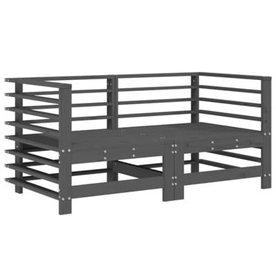 Tuinhoekbanken 2 st massief grenenhout grijs - thumbnail