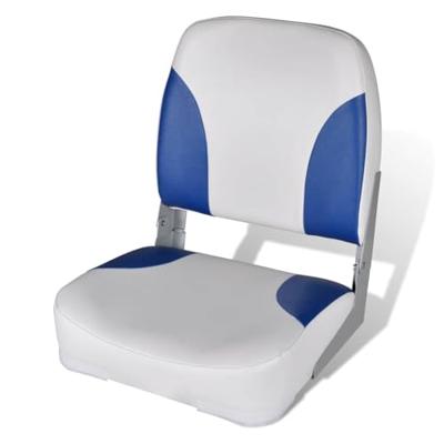 VidaXL Bootstoel met blauw-wit kussen inklapbaar 41x36x48 cm