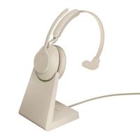 Evolve2 65 UC Mono Beige + Stand - Bluetooth Headset - met standaard - op oor - omkeerbaar - draadloos - USB-C - thumbnail