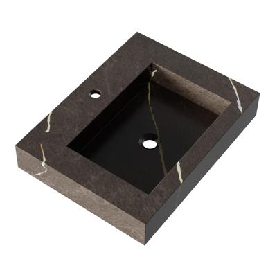 Brauer Coral Wastafel - 60 cm - met 1 Spoelbak en 1 Kraangat - Marmerlook Copper Brown