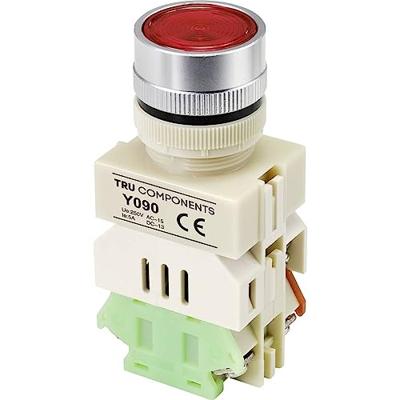 TRU COMPONENTS TC-9219080 Y090 Druktoets 250 V/AC 5 A 1x aan/(aan) Moment Rood (Ø) 30 mm 1 stuk(s)