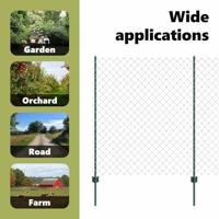 VidaXL Hek met paal groen 1,4 x 10 m staal en pvc - thumbnail