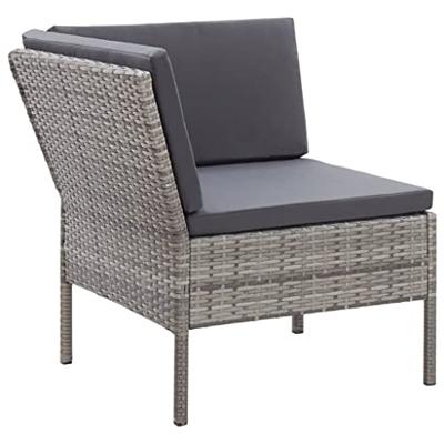 3-delige Loungeset met kussens poly rattan grijs 3-delige Loungeset met kussens poly rattan grijs