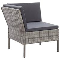 3-delige Loungeset met kussens poly rattan grijs - thumbnail