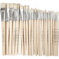 Creativ Company Nature line kwasten, afm 00+0+1+2+4+12+14+20, l: 18-22 cm, b: 3-20 mm, plat, 68 stuk/ 1 doos - thumbnail