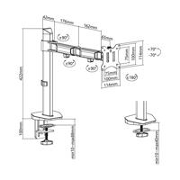 ACT Monitorarm max 32 office, 1 scherm, zilver - thumbnail