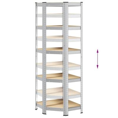VidaXL Hoekrek 5-laags staal en bewerkt hout zilverkleurig