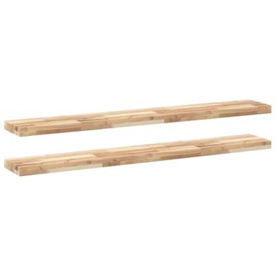 Wandschappen 2 st zwevend 140x20x4 cm onbehandeld acaciahout