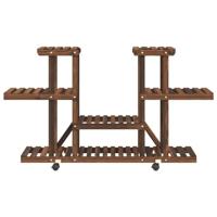 VidaXL Plantenstandaard met wielen 110x25x78 cm massief vurenhout - thumbnail