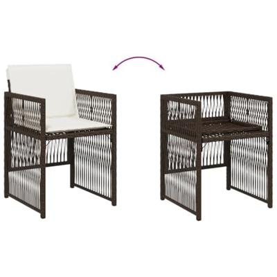 Tuinstoelen 4 st met kussens poly rattan bruin - thumbnail