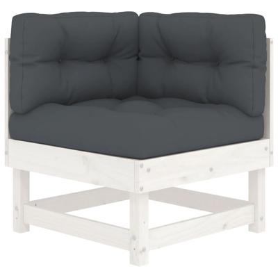 4-delige Loungeset met kussens massief hout wit