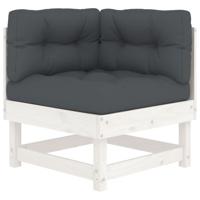 4-delige Loungeset met kussens massief hout wit - thumbnail