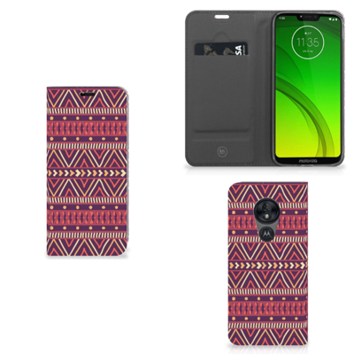 Motorola Moto G7 Power Hoesje met Magneet Aztec Paars