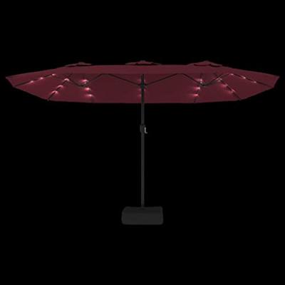 VidaXL Parasol dubbel dak met led 449x265 cm bordeauxrood