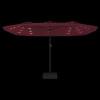 VidaXL Parasol dubbel dak met led 449x245 cm bordeauxrood - thumbnail