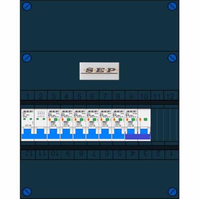 SEP 6 groepenkast 6 aardlekautomaten B16 30mA + kookgroep aardlekautomaat B16 30Ma 400V