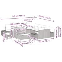 Tuinbankenset met kussen 13 pcs Grijs poly rattan - thumbnail