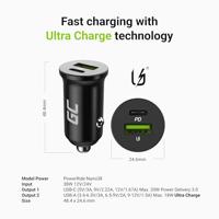 Green Cell GC PowerRide Nano38 38W 6A 1x USB-C 1x USB-A autolader - thumbnail