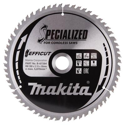 Makita Afkortzaagblad voor Hout | Efficut | Ø 260mm Asgat 30mm 60T - B-67234