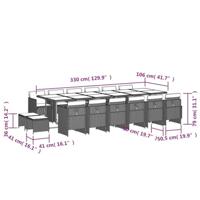 17-delige Tuinset met kussens poly rattan bruin - thumbnail