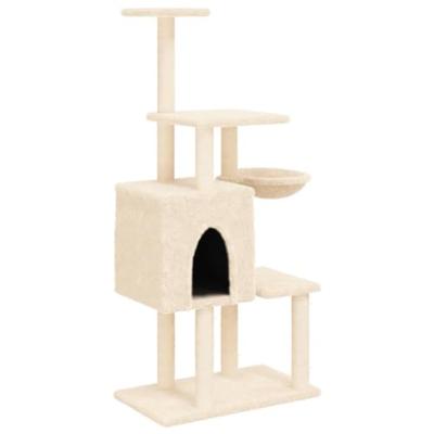 VidaXL Kattenmeubel met sisal krabpalen 131 cm crèmekleurig - thumbnail