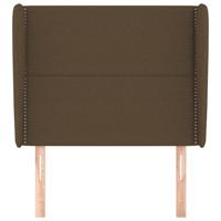 Hoofdbord met randen 83x23x118/128 cm stof donkerbruin - thumbnail