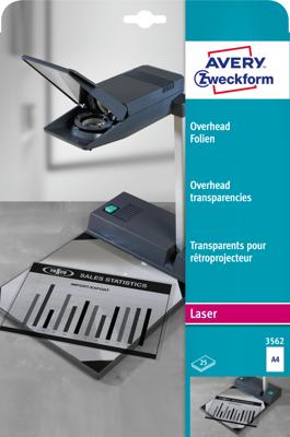 Avery-Zweckform Overhead 3562 Folie voor overheadprojectoren DIN A4 Laser (zwart/wit), Kopiëren (zwart/wit) Transparant 25 stuk(s) Avery-Zweckform Overhead 3562 Folie voor overheadprojectoren DIN A4 Laser (zwart/wit), Kopiëren (zwart/wit) Transparant 25 stuk(s)