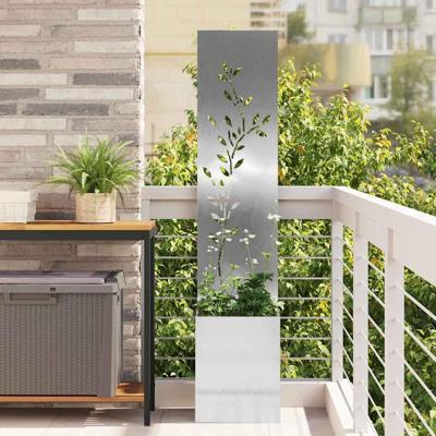 Tuin Privacy Screen Bloemen Zilver 32 x 140 cm Roestvrij staal