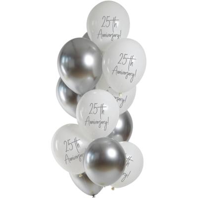 Ballonnenmix 25th Anniversary Zilver 12st (33cm)