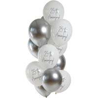Ballonnenmix 25th Anniversary Zilver 12st (33cm) - thumbnail