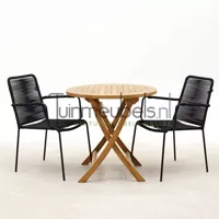 Tuinset Vita Luxor zwart stapelbaar met Milton rond 80 - thumbnail