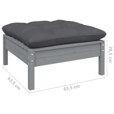 9-delige Loungeset met kussens grenenhout grijs - thumbnail