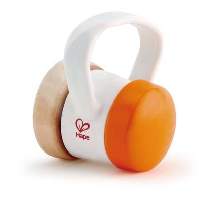 Hape rammelaar met ratel 8 cm oranje/wit Hape rammelaar met ratel 8 cm oranje/wit