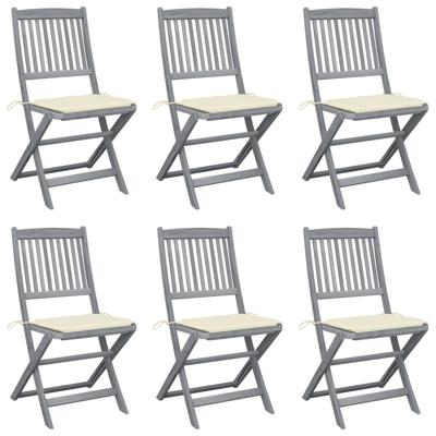 Tuinstoelen 6 st inklapbaar met kussens massief acaciahout